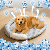 Cooling Orthopedic Dog Bed | Breathable Washable Pet Bed with Raised Edge | Non-Slip Summer Cooling Mat for Dogs & Cats