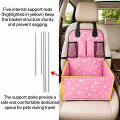 Premium Dog Car Seat Bed | Cozy Pet Travel Basket with Anti-Scratch Protection
