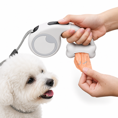 Premium 16.4 FT Retractable Dog Leash with Built-in Waste Bag Dispenser | One-Click Brake, Adjustable Automatic Leash for Small & Medium Dog