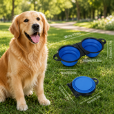Premium 2-in-1 Collapsible Double Dog Bowl | Portable Travel Food & Water Bowl for Dogs & Cats