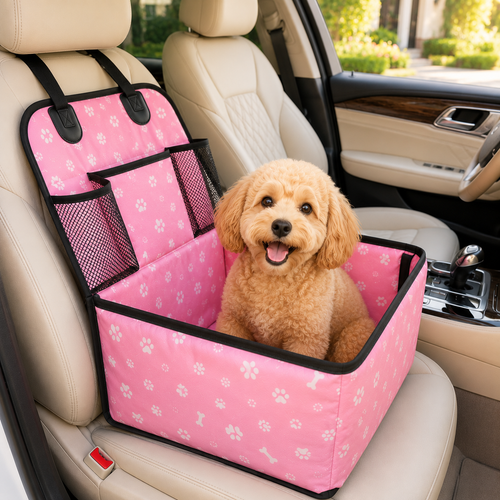 Premium Dog Car Seat Bed | Cozy Pet Travel Basket with Anti-Scratch Protection