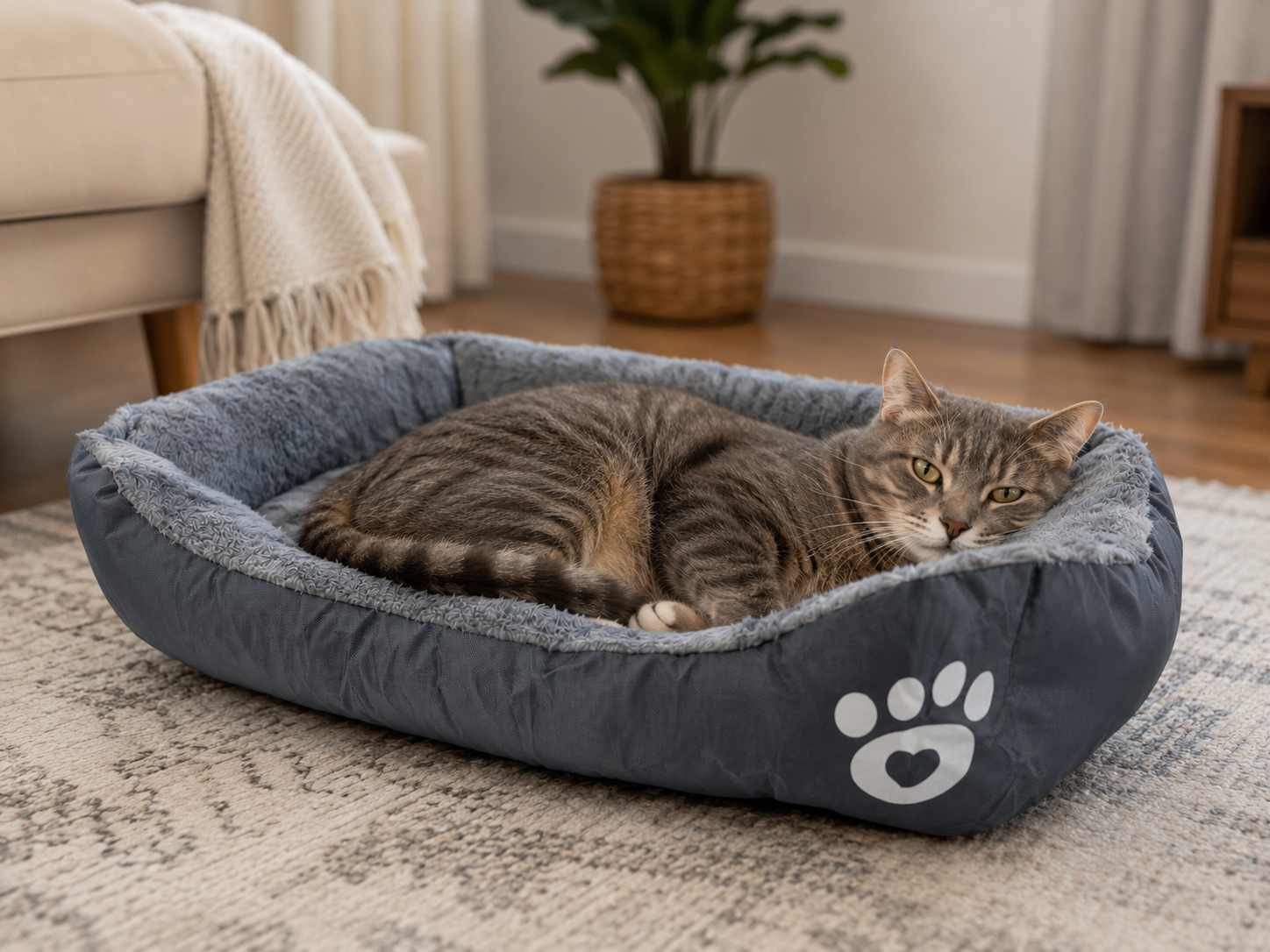 Luxury Plush Washable Dog Bed & Cat Bed – Soft, Cozy Pet Bed for Small & Medium Pets