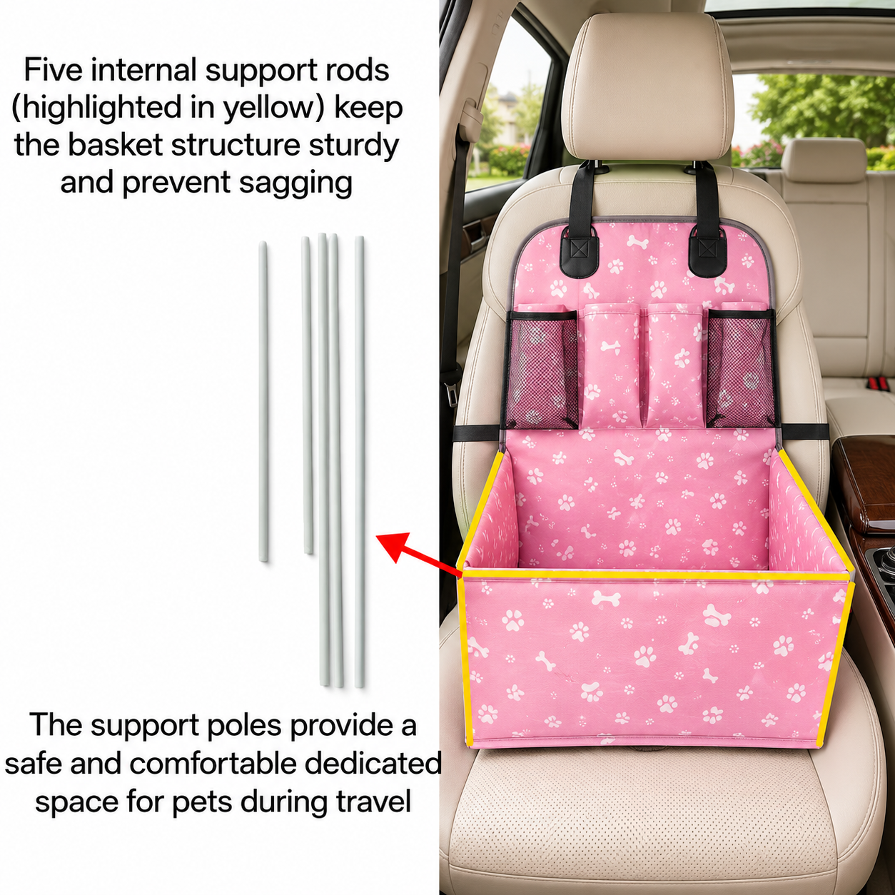 Premium Dog Car Seat Bed | Cozy Pet Travel Basket with Anti-Scratch Protection