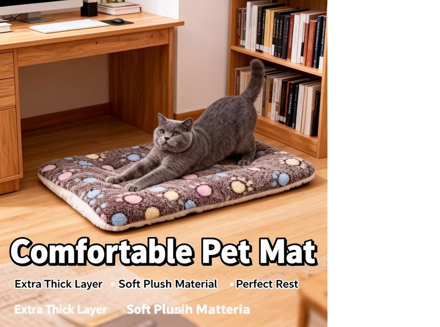 Luxury Thick Plush Dog Bed & Cat Bed – Washable Pet Mat for Small Dogs & Cats | Soft All-Season Crate & Sofa Bed