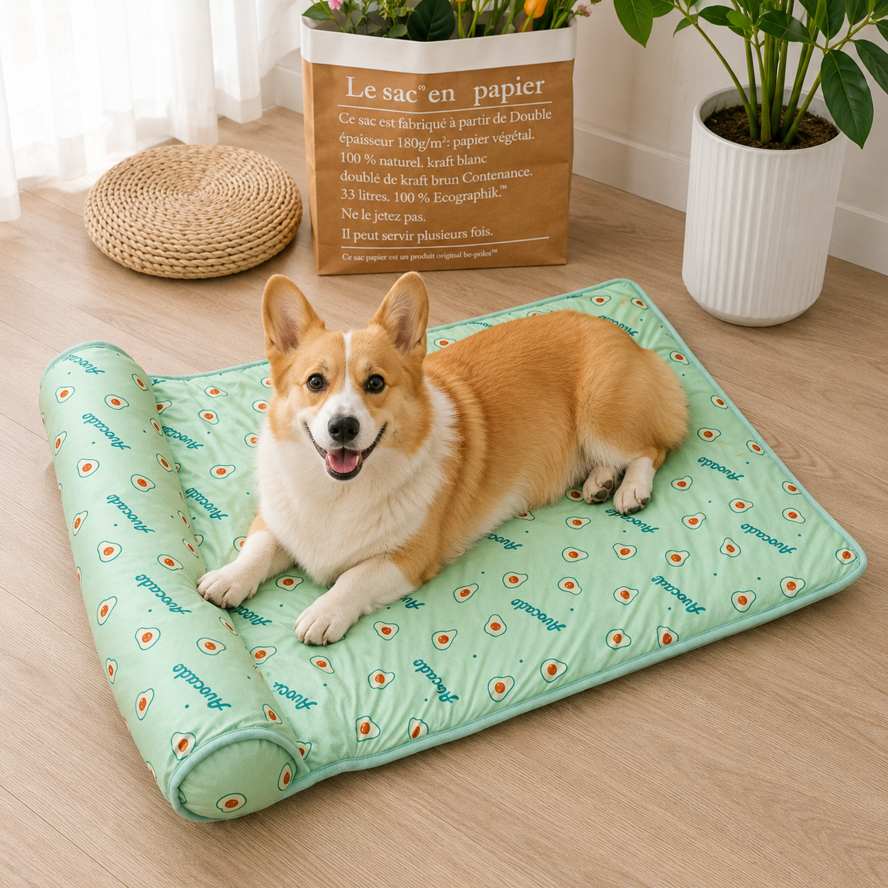 Cooling Dog Bed with Pillow | Breathable Summer Pet Bed for Small Dogs & Cats | Washable Non-Slip Ice Cooling Mat