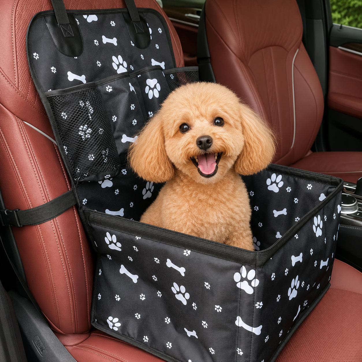 Premium Dog Car Seat Bed | Cozy Pet Travel Basket with Anti-Scratch Protection
