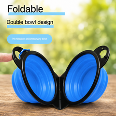 Premium 2-in-1 Collapsible Double Dog Bowl | Portable Travel Food & Water Bowl for Dogs & Cats