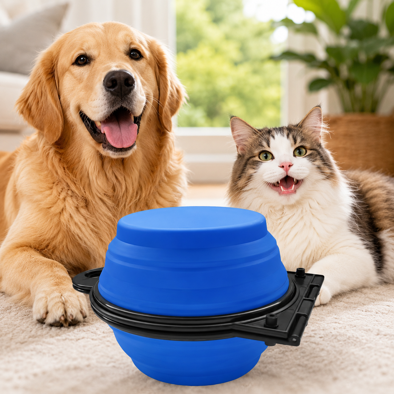 Premium 2-in-1 Collapsible Double Dog Bowl | Portable Travel Food & Water Bowl for Dogs & Cats
